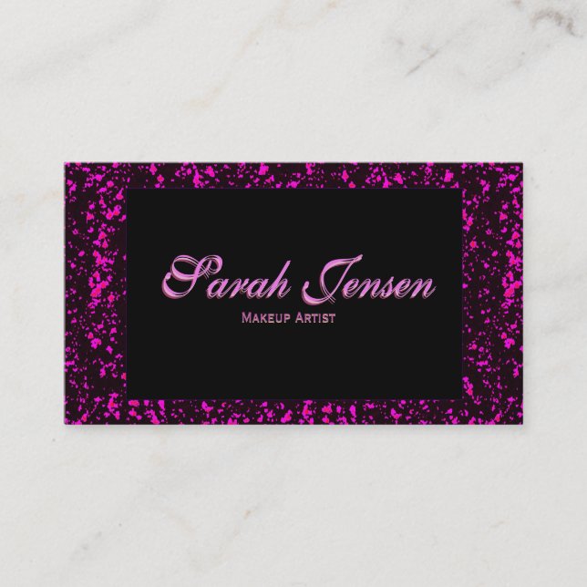 Hot Pink on Black Business Card (Front)