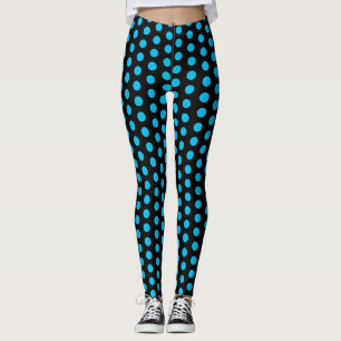 Hot Pink on Black Polka Dot Pattern Leggings
