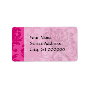 hot pink on pink chic damask pattern label