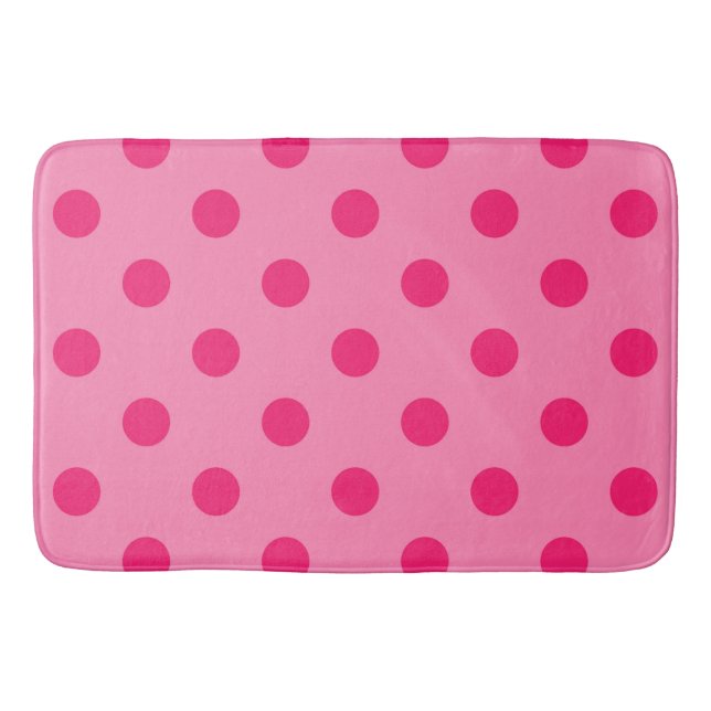Hot Pink On Pink Polka Dots Pattern Design Bath Mat (Front)