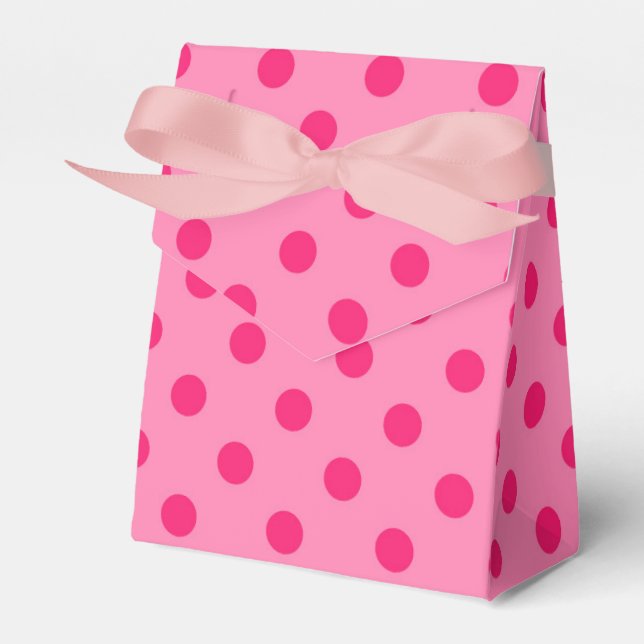 Hot Pink On Pink Polka Dots Pattern Design Favour Box (Front Side)