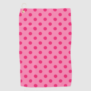 Hot Pink On Pink Polka Dots Pattern Design Golf Towel