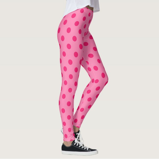 Hot Pink On Pink Polka Dots Pattern Design Leggings (Creator Uploaded)