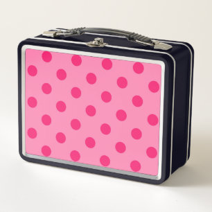 Hot Pink On Pink Polka Dots Pattern Design Metal Lunch Box