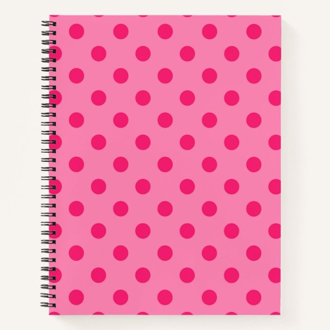 Hot Pink On Pink Polka Dots Pattern Design Notebook (Front)