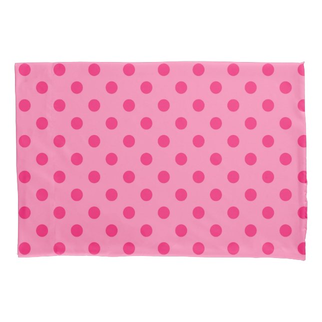 Hot Pink On Pink Polka Dots Pattern Design Pillowcase (Front)