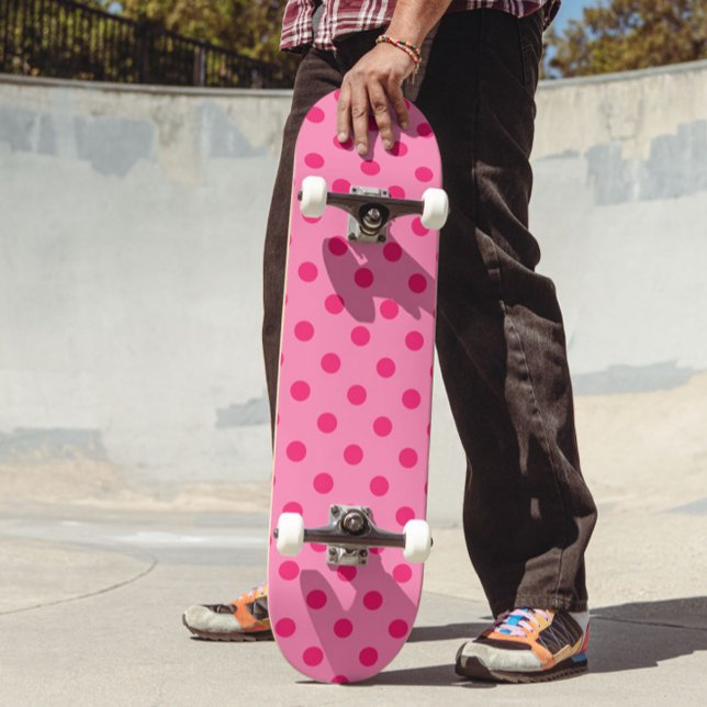 Hot Pink On Pink Polka Dots Pattern Design Skateboard (Creator Uploaded)