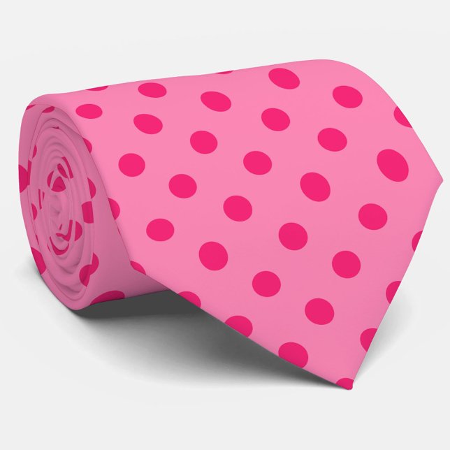 Hot Pink On Pink Polka Dots Pattern Design Tie (Creator Uploaded)