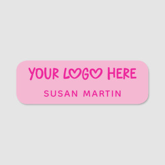 Hot Pink One Line Business Logo Name Tag
