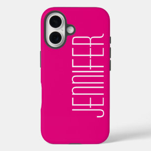 Hot Pink or CHOOSE YOUR COLOR, Minimalist, Name  iPhone 16 Case