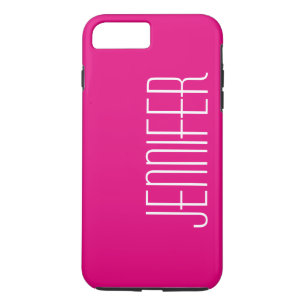 Hot Pink or CHOOSE YOUR COLOR, Personalise Name iPhone 8 Plus/7 Plus Case