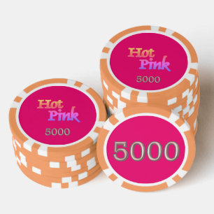 Hot Pink orange 5000 striped poker chip