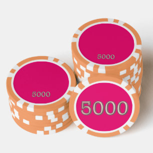 Hot Pink orange 5000 striped poker chip