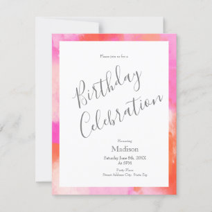 Hot Pink Orange Abstract Brushstrokes Invitation