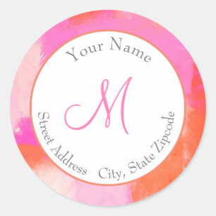 Hot Pink Orange Abstract Label