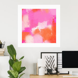 Hot Pink Orange Abstract  Poster