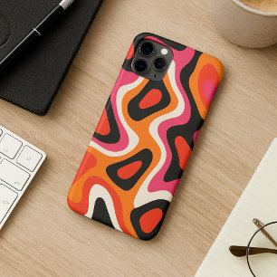Hot Pink Orange Black Amorphous Shapes Art Pattern iPhone 11Pro Max Case