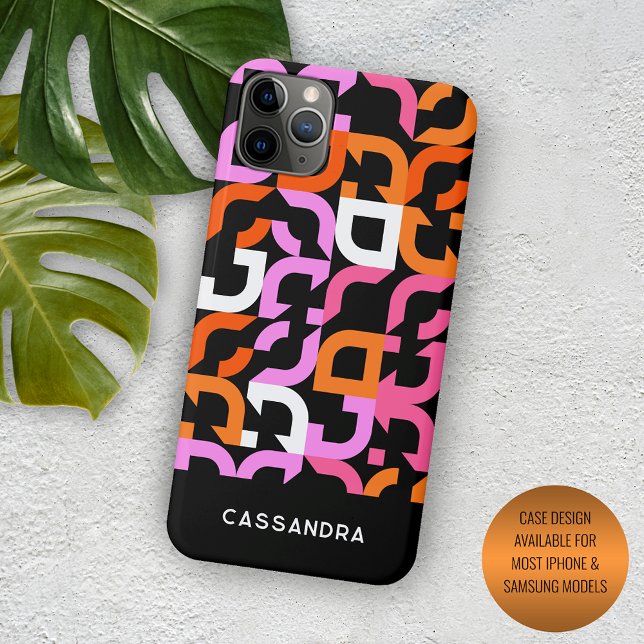 Hot Pink Orange Black Midcentury Art Pattern Case-Mate iPhone Case (Creator Uploaded)