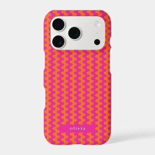 Hot Pink Orange Bold Wavy Pattern With Name