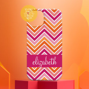 Hot Pink & Orange Chevron Pattern and Name