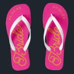 Hot Pink Orange Custom Bridal Wedding Flip Flops<br><div class="desc">These flip flops are perfect for the soon-to-be Mrs! Customise with your wedding date and wedding colours.</div>