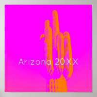 Hot Pink Orange Custom Text Modern Cactus Art AZ