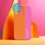 Hot Pink Orange Elegant Modern Minimal Design Name<br><div class="desc">A simple,  striking design with 2 colours and a stripe. A fun colour block to add your name or any text. 
You can add a name,  monogram or other custom text. If you need to move the art around,  click on the customise button to make changes.</div>