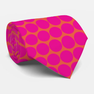 Hot Pink Orange Gift Party Favor Polka Dot Pattern Tie