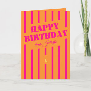 Hot pink orange happy birthday greeting card