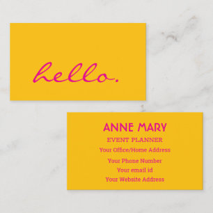 Hot Pink Orange Hello Colourful Bright Boho 2026 Business Card