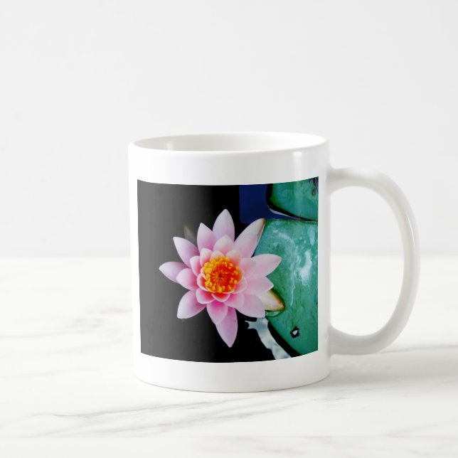 Hot Pink & orange lotus water lily flower Coffee Mug (Right)