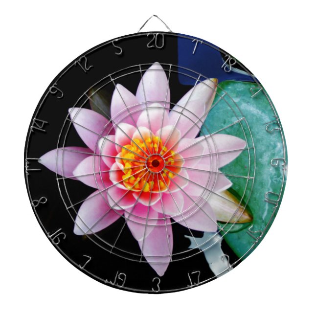 Hot Pink & orange lotus water lily flower Dartboard (Front)