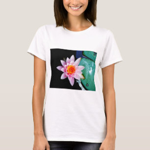 Hot Pink & orange lotus water lily flower T-Shirt