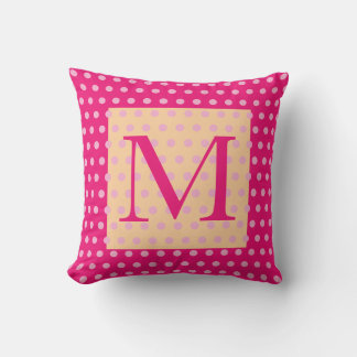 Hot Pink Orange Polka Dot Pattern Boho Girly Cushion