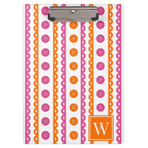 Hot Pink & Orange Preppy Craft & Sewing Striped Clipboard