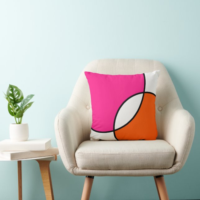 Hot Pink Orange White Circles  Cushion (Chair)