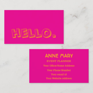 Hot Pink Orange Yellow Hello Neon Colour Retro Business Card
