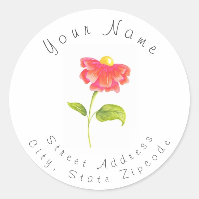 'Hot Pink Orange Zinnia' Address Label (Front)