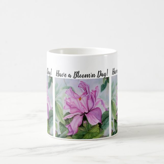 Hot Pink Orchid Watercolor Flower Coffee Mug (Center)