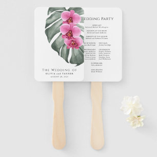 Hot Pink Orchids Tropical Floral Wedding Hand Fan