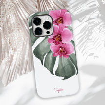 Hot Pink Orchids Tropical Floral with Your Name