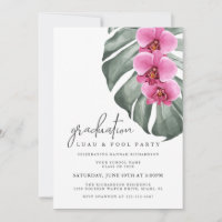 Hot Pink Orchids Tropical Graduation Pool Party