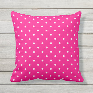 Hot Pink Outdoor Pillows - Polka Dot