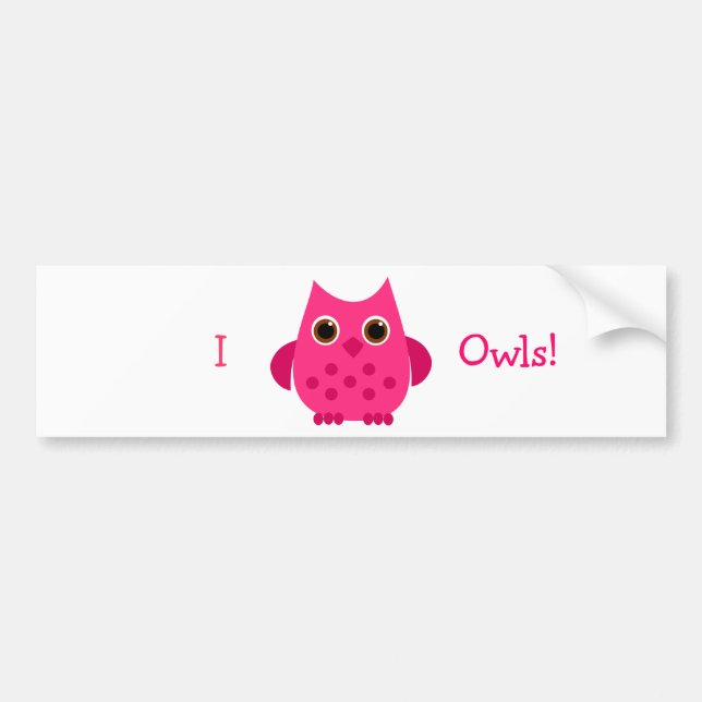 Hot Pink Owl Bumper Sticker (Front)