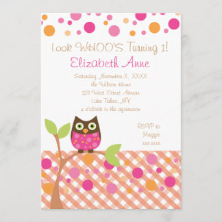 Hot Pink Owl Invitation