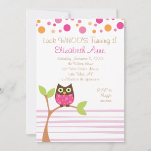 Hot Pink Owl Invitation