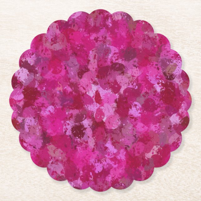 Hot Pink Paint Balls Paper Coaster (Front)