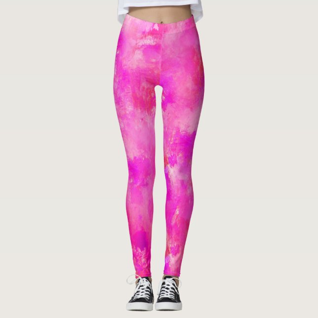 Hot Pink Paint Splatter Leggings (Front)