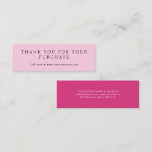 Hot Pink Pale Pink Plain Thank You Purchase Insert