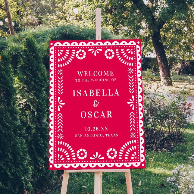 Hot Pink Papel Picado Wedding Welcome Sign (Creator Uploaded)